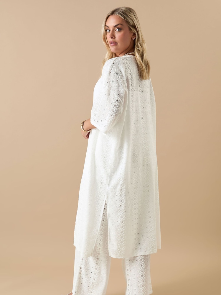 Yours Curve White Broderie Anglaise Kimono - Image 2 of 5