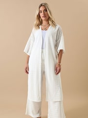 Yours Curve White Broderie Anglaise Kimono - Image 3 of 5
