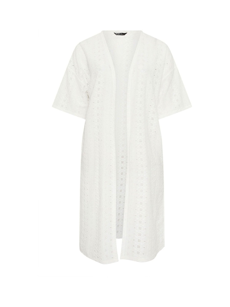 Yours Curve White Broderie Anglaise Kimono - Image 5 of 5