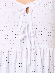 Yours Curve White Broderie Anglaise Tie Front Peplum Top - Image 4 of 5