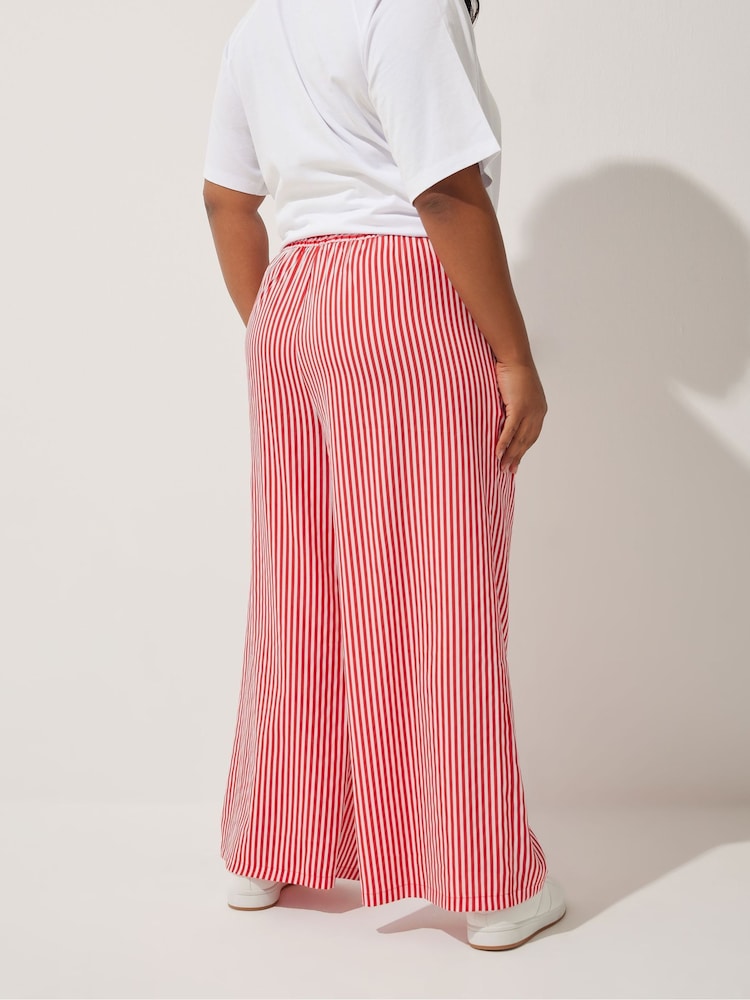 Yours Curve Red Limited Stripe Boxer Waist Trousers - Image 2 of 5