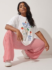 Yours Curve Red Limited Stripe Boxer Waist Trousers - Image 3 of 5