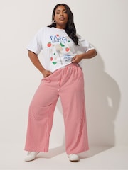 Yours Curve Red Limited Stripe Boxer Waist Trousers - Image 4 of 5