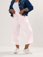 Yours Curve Pink Wide Leg Linen Blend Culottes - Image 1 of 5
