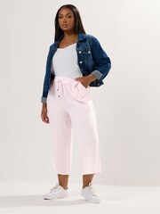 Yours Curve Pink Wide Leg Linen Blend Culottes - Image 2 of 5