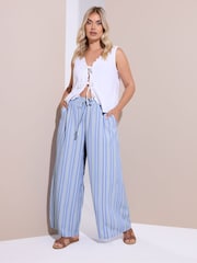 Yours Curve Textured Stripe Wide Leg Trousers - Imaginea 2 din 5