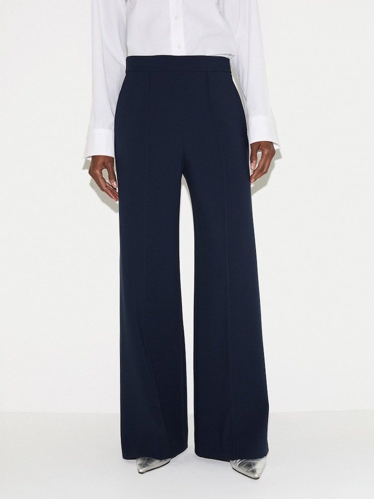 Jigsaw Blue Modern Crepe Wide Leg Trousers - Image 1 of 5