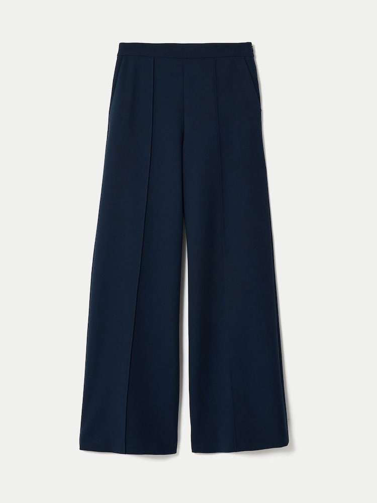 Jigsaw Blue Modern Crepe Wide Leg Trousers - Image 5 of 5