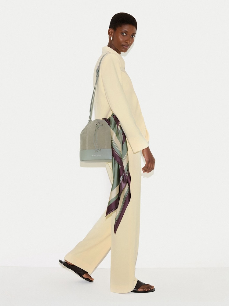 Jigsaw Green Drawstring Bucket Bag - Image 6 of 6