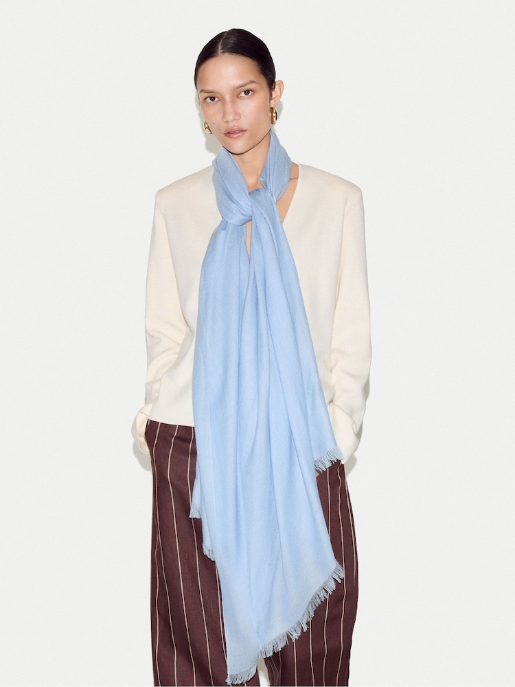 Jigsaw Blue Wool Silk Pashmina Scarf - Image 1 of 3