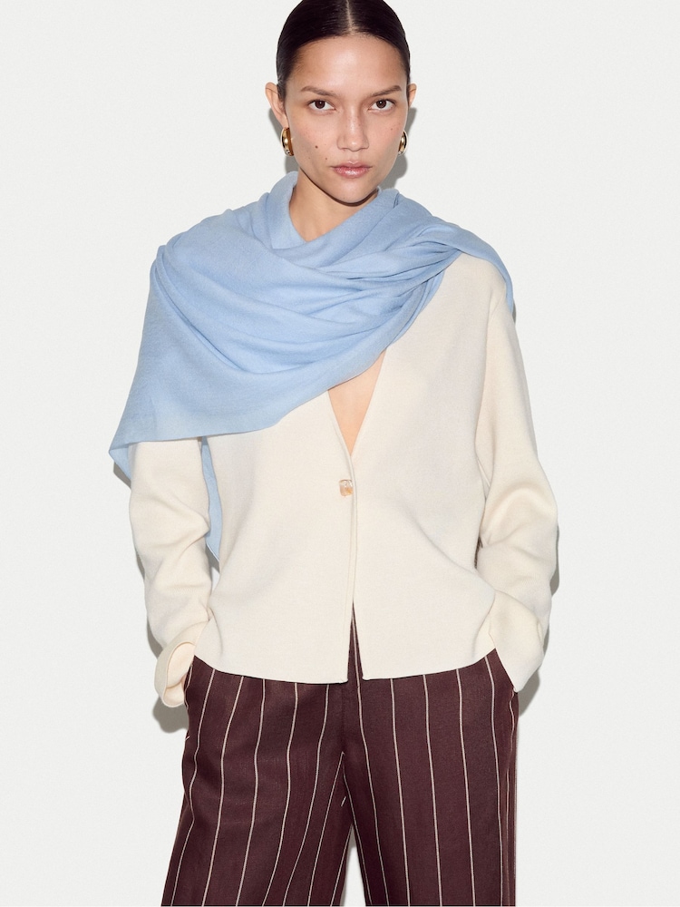 Jigsaw Blue Wool Silk Pashmina Scarf - Image 2 of 3