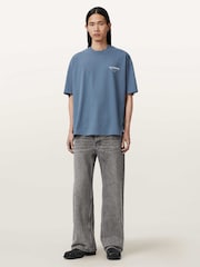 AllSaints Dark Blue Underground Oversized Cotton Crew Neck T-Shirt - Image 2 of 6