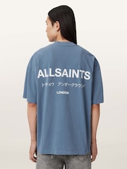 AllSaints Dark Blue Underground Oversized Cotton Crew Neck T-Shirt - Image 4 of 6