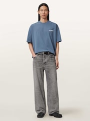 AllSaints Dark Blue Underground Oversized Cotton Crew Neck T-Shirt - Image 5 of 6