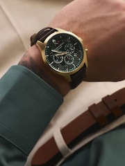 Brown Gold Kingham & Knight Analogue Watch With Leather Strap - Image 1 of 5