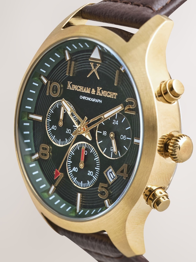 Brown Gold Kingham & Knight Analogue Watch With Leather Strap - Image 5 of 5