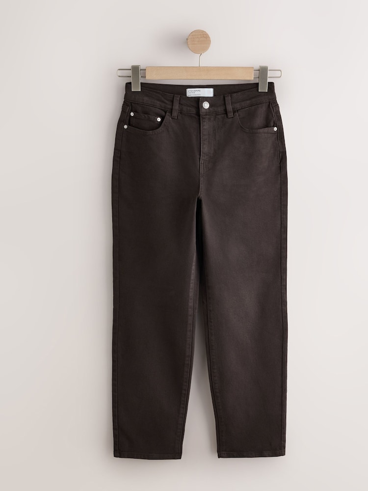 Chocolate Brown Stovepipe Straight Leg Jeans - Image 1 of 4
