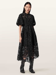 أسود - AllSaints Odette Dress - Image 1 of 5