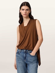 AllSaints Brown Adaline Top - Image 1 of 6