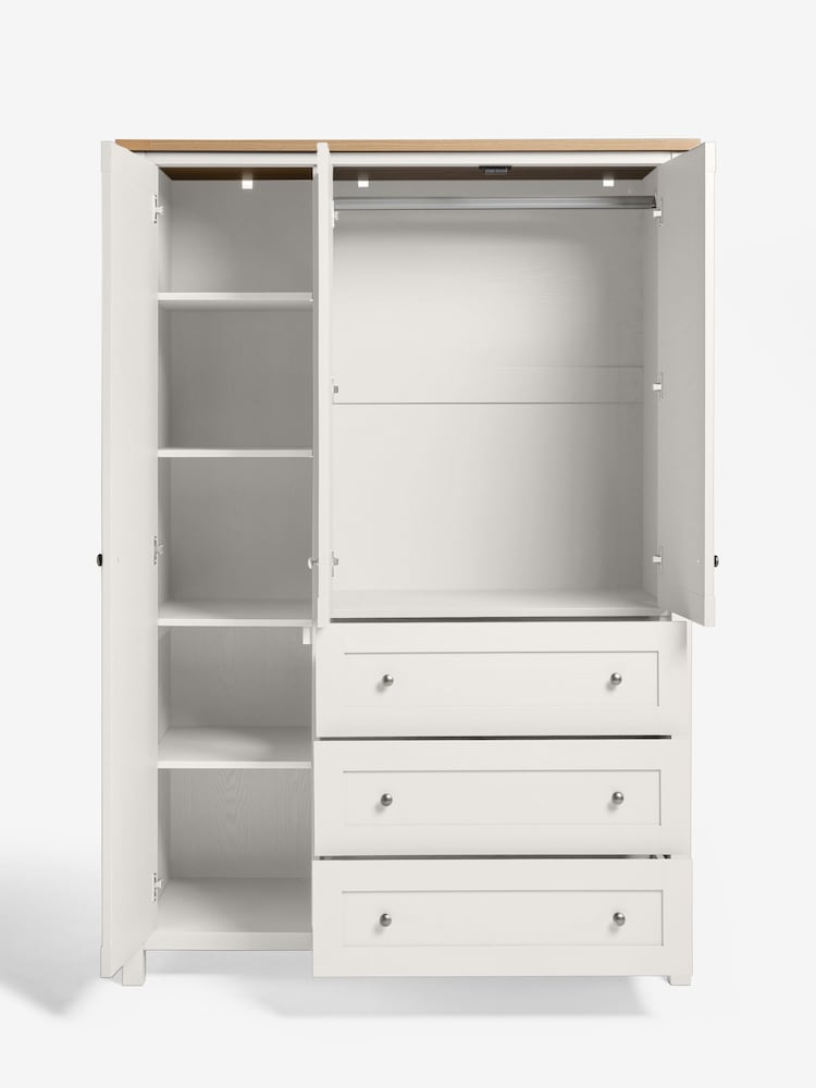 Chalk Malvern Statement Oak Effect Wardrobe - Image 2 of 8 Chalk Malvern Statement Oak Effect Wardrobe - Image 2 of 8