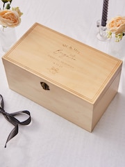 Made Yours Natural Personalised Wooden Wedding Keepsake Box - Image 1 of 3
