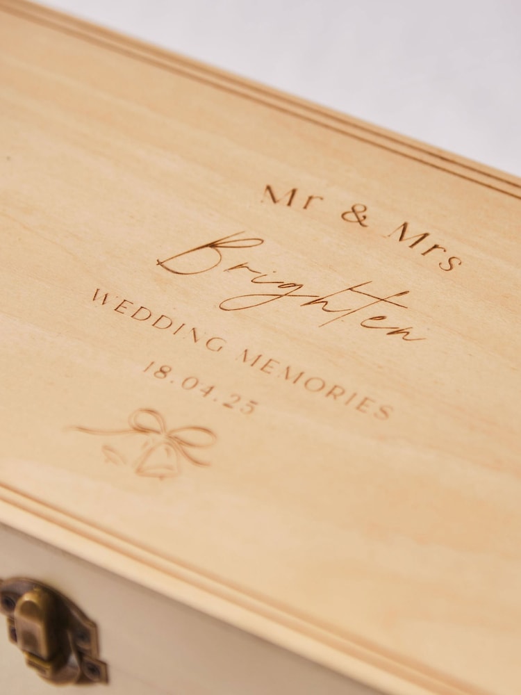 Made Yours Natural Personalised Wooden Wedding Keepsake Box - Image 2 of 3 Made Yours Natural Personalised Wooden Wedding Keepsake Box - Image 2 of 3