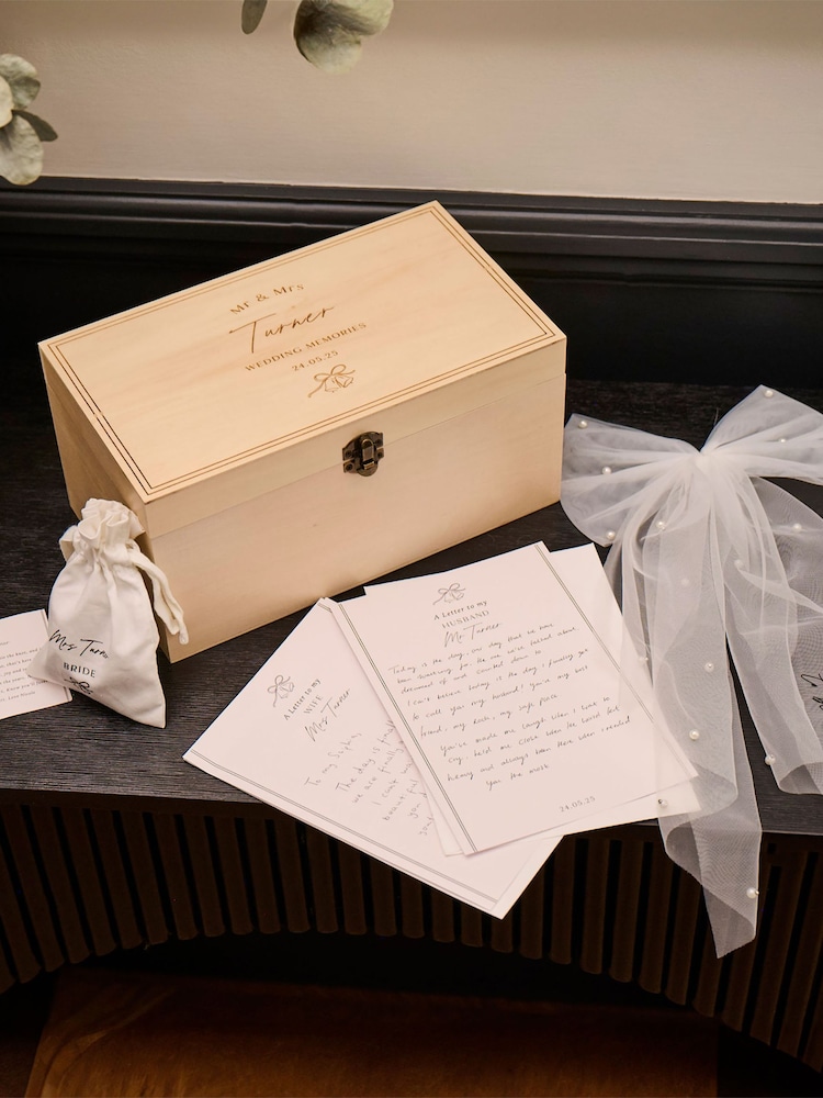 Made Yours Natural Personalised Wooden Wedding Keepsake Box - Image 3 of 3 Made Yours Natural Personalised Wooden Wedding Keepsake Box - Image 3 of 3