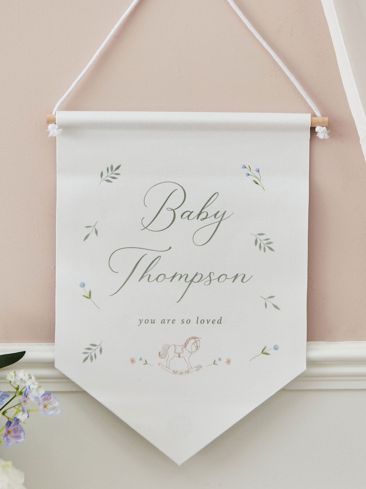 Personalised New Baby Wall Hanging Decoration by Made Yours - Image 1 of 3