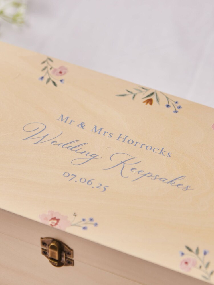 Made Yours Natural Personalised Wildflower Wedding Keepsakes Wooden Box - Image 4 of 4 Made Yours Natural Personalised Wildflower Wedding Keepsakes Wooden Box - Image 4 of 4