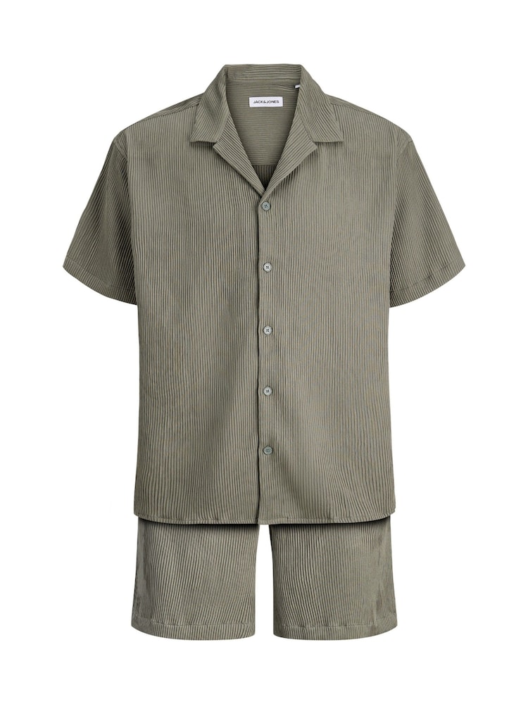 JACK & JONES Green Textured Resort Shirt & Shorts Set - Image 6 of 6