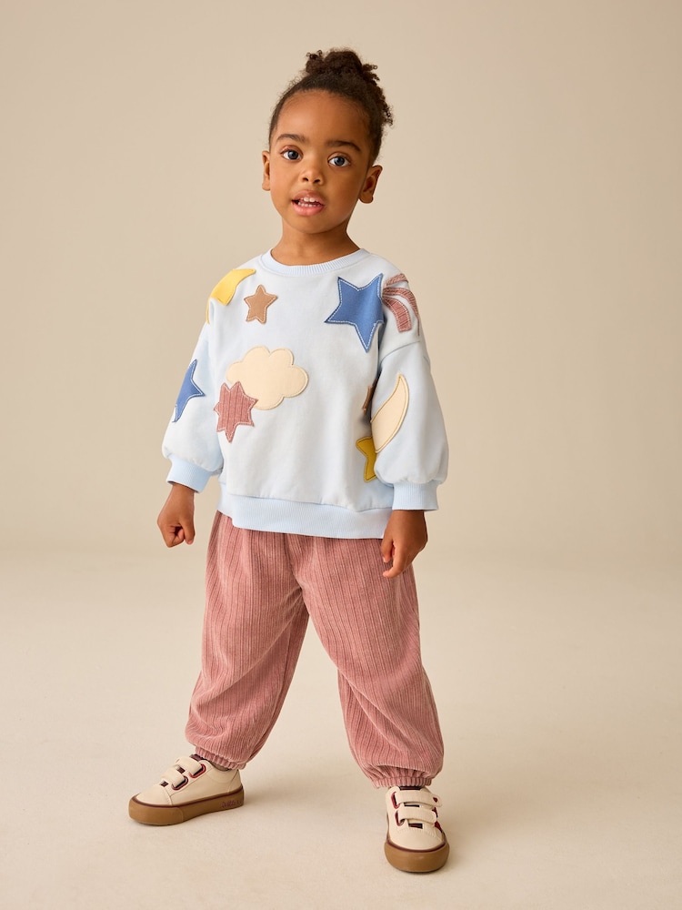 Blue Star Crew Neck Sweatshirt and Barrel Trousers Set (3mths-7yrs) - Image 1 of 4 Blue Star Crew Neck Sweatshirt and Barrel Trousers Set (3mths-7yrs) - Image 1 of 4