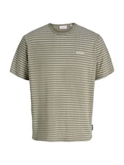 JACK & JONES Green Relaxed Fit Stripe T-Shirt - Image 1 of 4