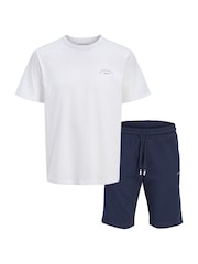 JACK & JONES White T-Shirt & Sweat Short Logo Set - Image 1 of 3
