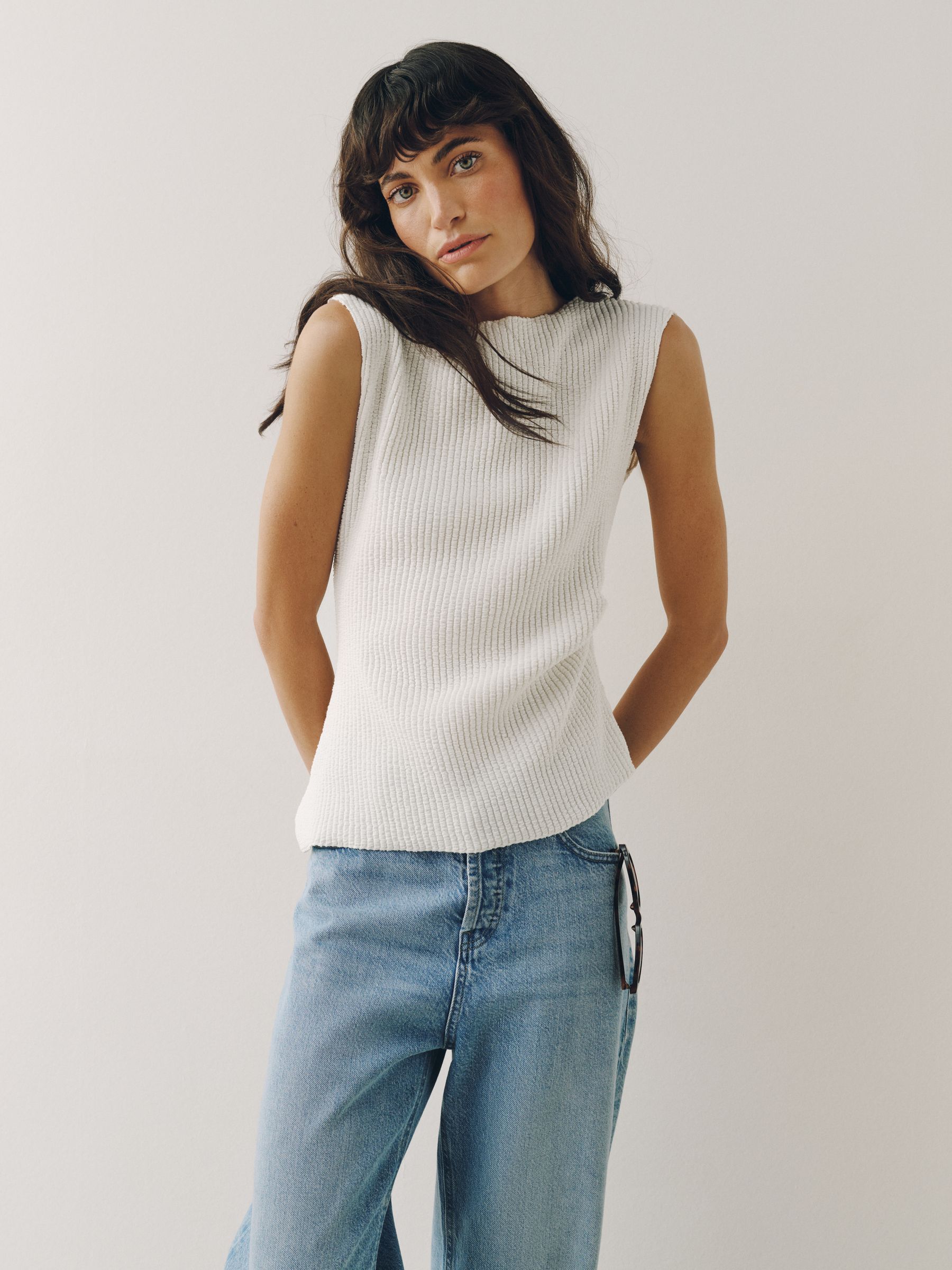 トップス Olde steader YOUTH SLEEVELESS ecru Buy Ecru Texture Asymmetric Sleeveless Top from the Next UK online