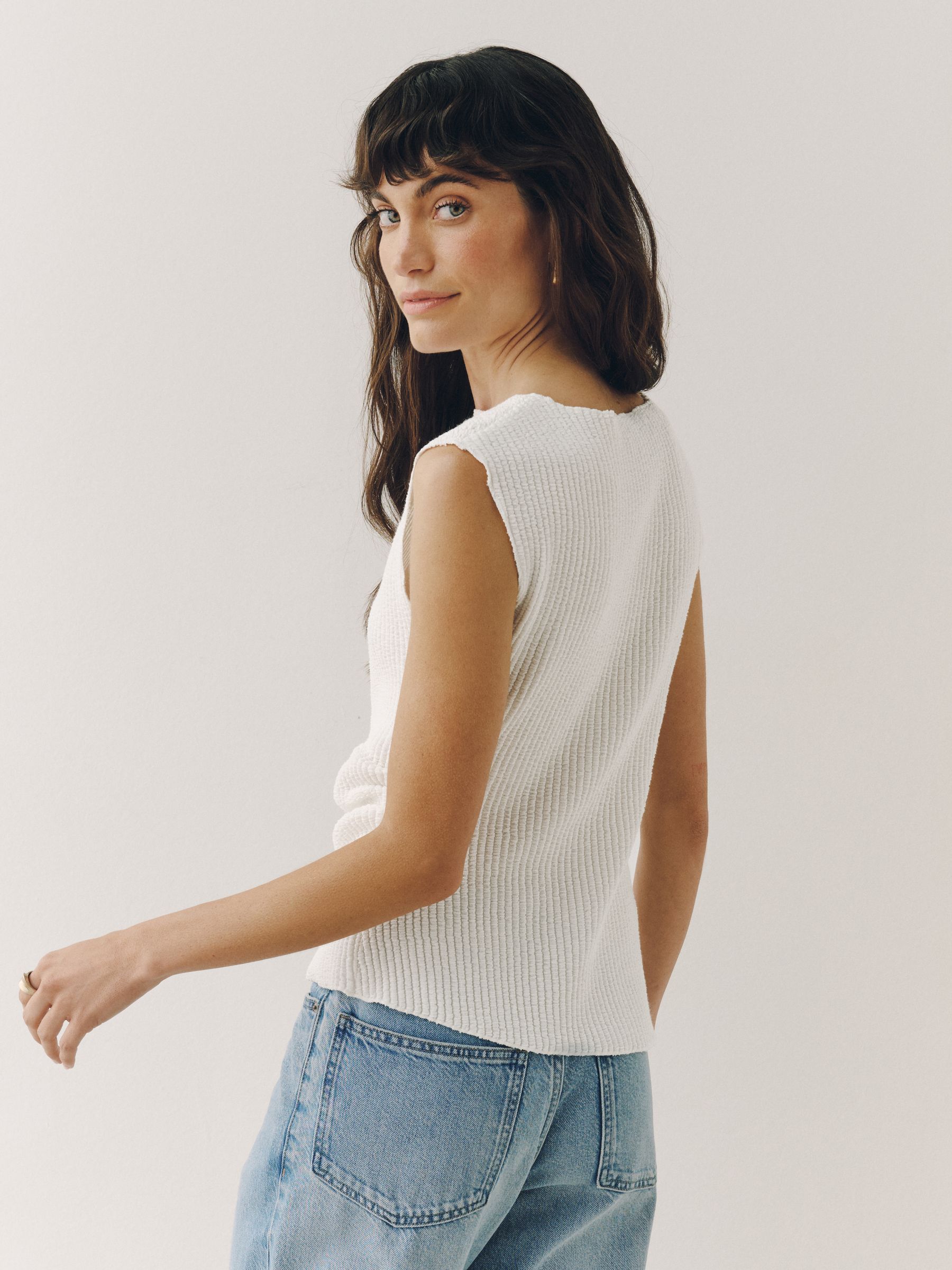 Buy Ecru Texture Asymmetric Sleeveless Top from the Next UK online