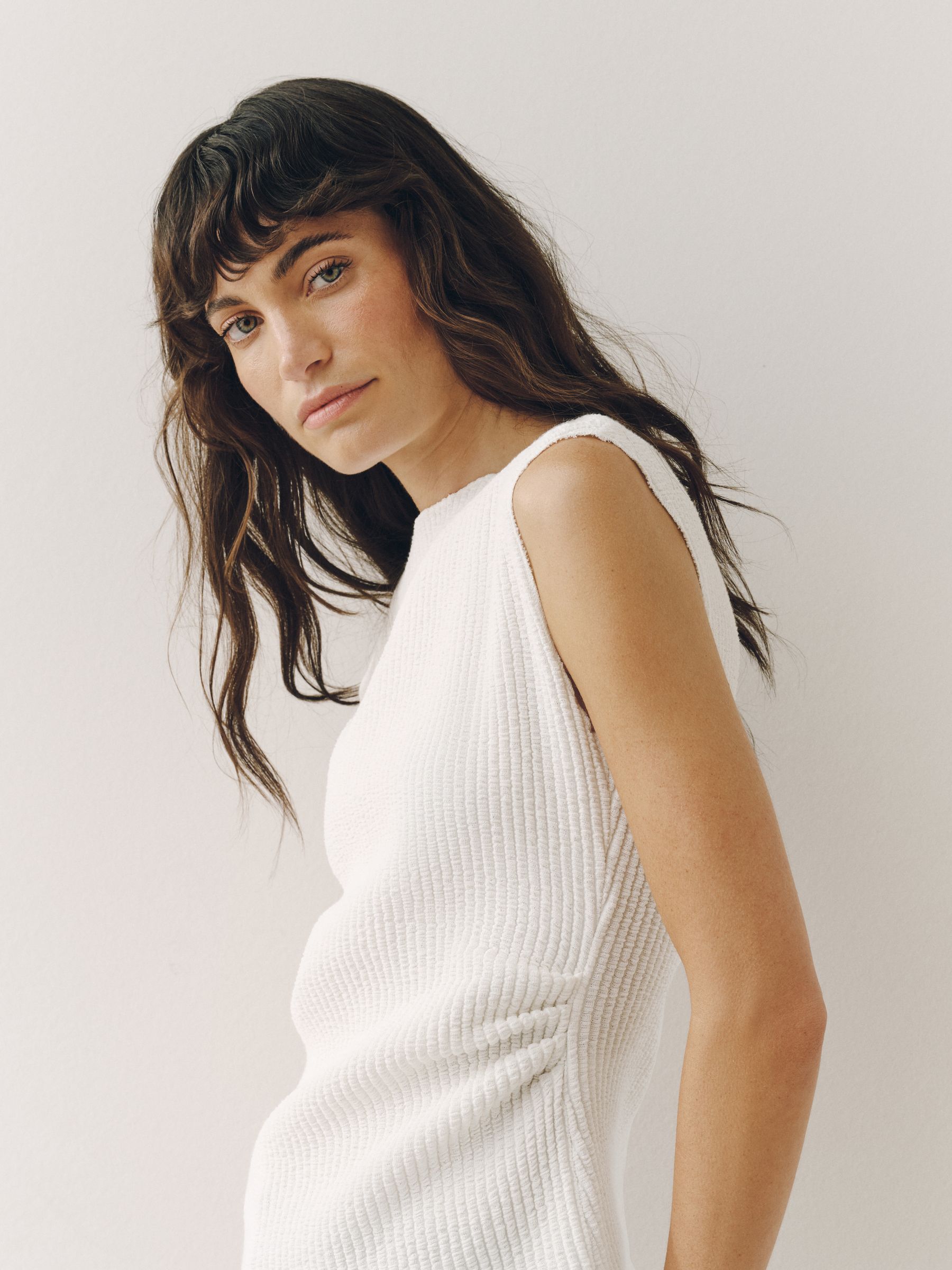 Buy Ecru Texture Asymmetric Sleeveless Top from the Next UK online