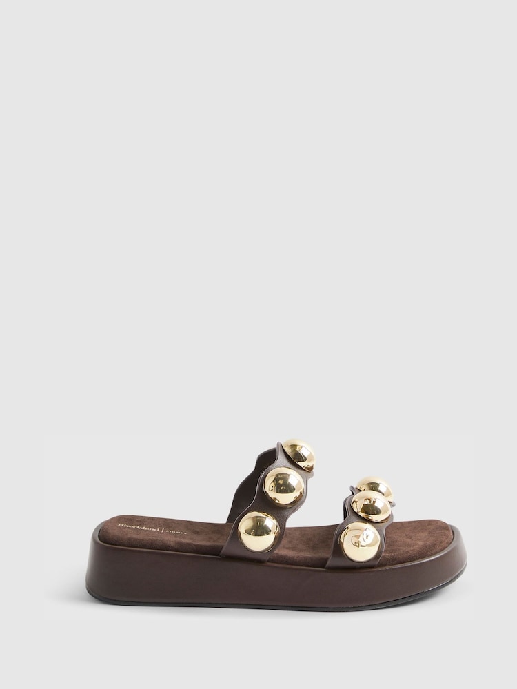 River Island Studded Flatform Sandals - Image 1 of 5 River Island Studded Flatform Sandals - Image 1 of 5