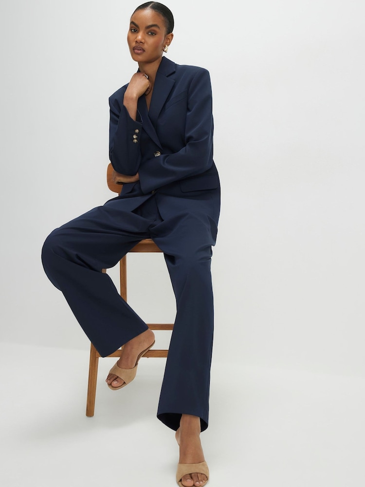 River Island Blue High Rise Barrel Leg Trousers - Image 2 of 4 River Island Blue High Rise Barrel Leg Trousers - Image 2 of 4