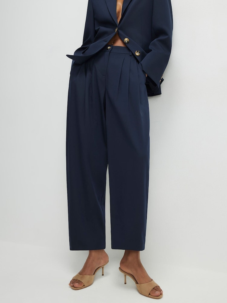River Island Blue High Rise Barrel Leg Trousers - Image 4 of 4 River Island Blue High Rise Barrel Leg Trousers - Image 4 of 4