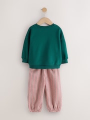 Dark Green Dog Crew Neck Sweatshirt and Barrel Trousers Set (3mths-7yrs) - Image 7 of 9