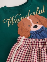 Dark Green Dog Crew Neck Sweatshirt and Barrel Trousers Set (3mths-7yrs) - Image 9 of 9