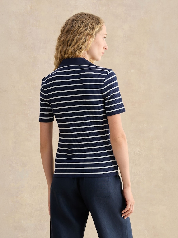 Hobbs Blue Merle Striped Polo Shirt - Image 2 of 4
