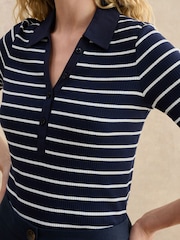 Hobbs Blue Merle Striped Polo Shirt - Image 3 of 4