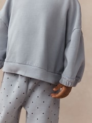 Light Blue Lace Crew Neck Sweatshirt and Barrel Trousers Set (3mths-7yrs) - Image 4 of 4