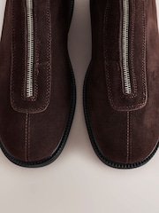 Chocolate Brown Extra Wide Fit Forever Comfort® Suede Front Zip Leather Boots - Image 5 of 5