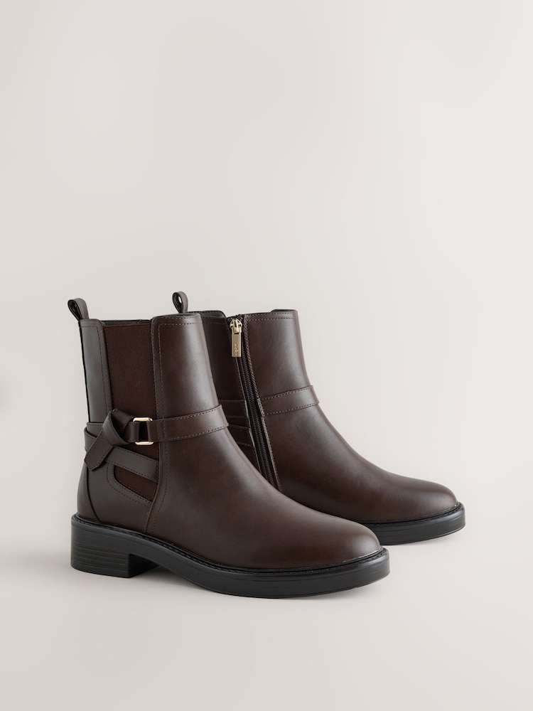 Chocolate Brown Extra Wide Fit Forever Comfort® Chelsea Knot Ankle Boots - Image 2 of 5 Chocolate Brown Extra Wide Fit Forever Comfort® Chelsea Knot Ankle Boots - Image 2 of 5