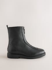 Black Extra Wide Fit Forever Comfort® Suede Front Zip Leather Boots - Image 1 of 5