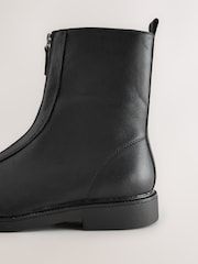 Black Extra Wide Fit Forever Comfort® Suede Front Zip Leather Boots - Image 4 of 5