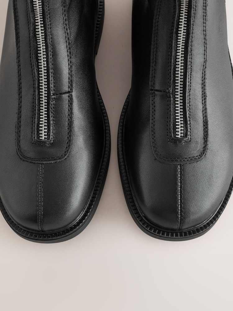 Black Extra Wide Fit Forever Comfort® Suede Front Zip Leather Boots - Image 5 of 5 Black Extra Wide Fit Forever Comfort® Suede Front Zip Leather Boots - Image 5 of 5