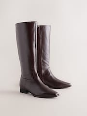 Burgundy Red Standard fit Standard Foot With Slim Calf Forever Comfort®? Chisel Toe Western Style Leather Knee High Boots - Image 2 of 5